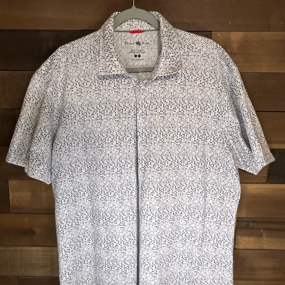 Stone Rose White Shirt with Navy Dot Pattern